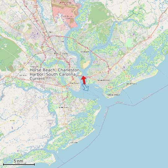 Map of Horse Reach, Charleston Harbor, South Carolina Current Prediction Station