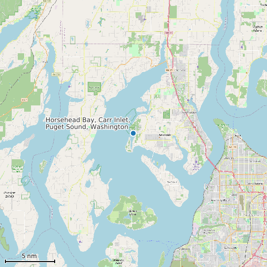 Map of Horsehead Bay, Carr Inlet, Puget Sound, Washington Tide Prediction Station
