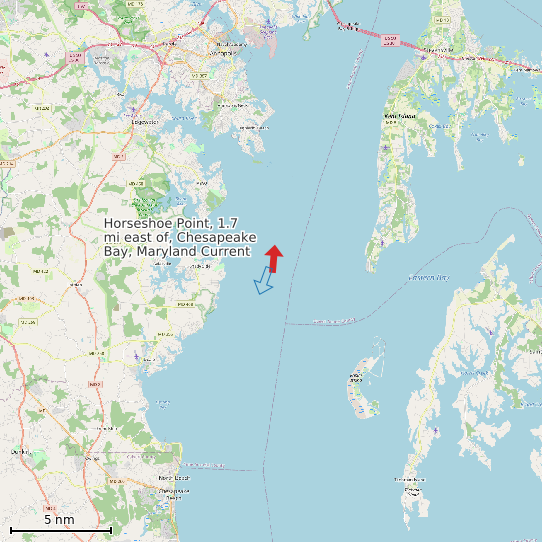 Map of Horseshoe Point, 1.7 mi east of, Chesapeake Bay, Maryland Current Prediction Station