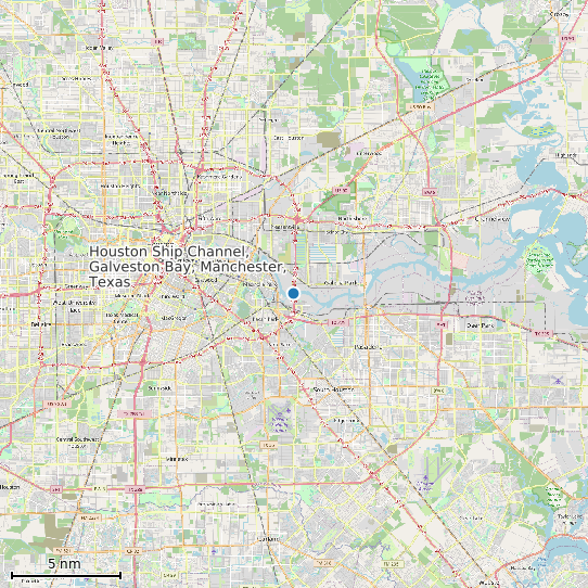 Map of Houston Ship Channel, Galveston Bay, Manchester, Texas Tide Prediction Station