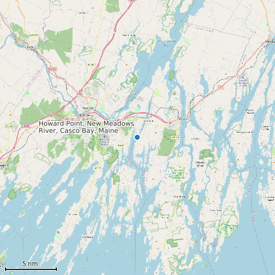 Map of Howard Point, New Meadows River, Casco Bay, Maine Tide Prediction Station