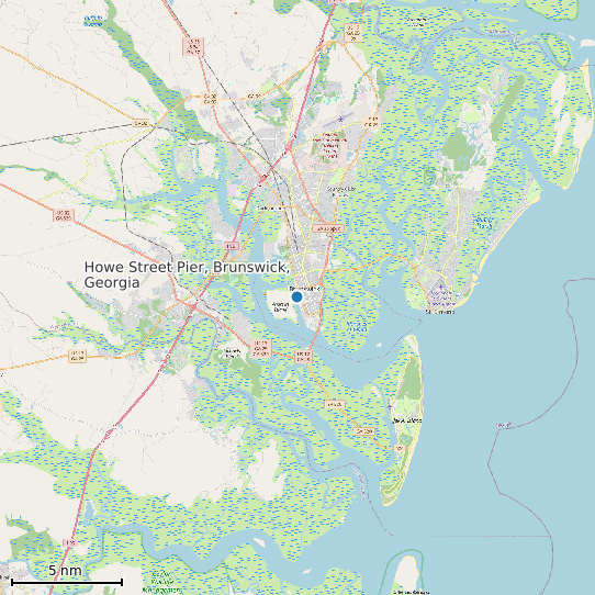 Map of Howe Street Pier, Brunswick, Georgia Tide Prediction Station