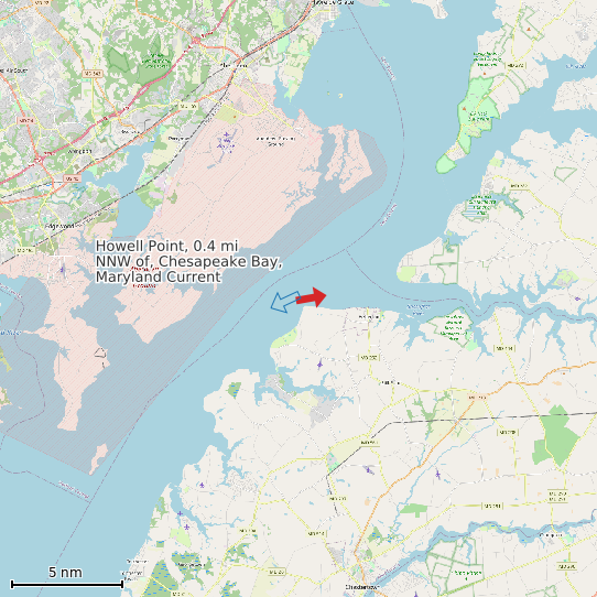 Map of Howell Point, 0.4 mi NNW of, Chesapeake Bay, Maryland Current Prediction Station