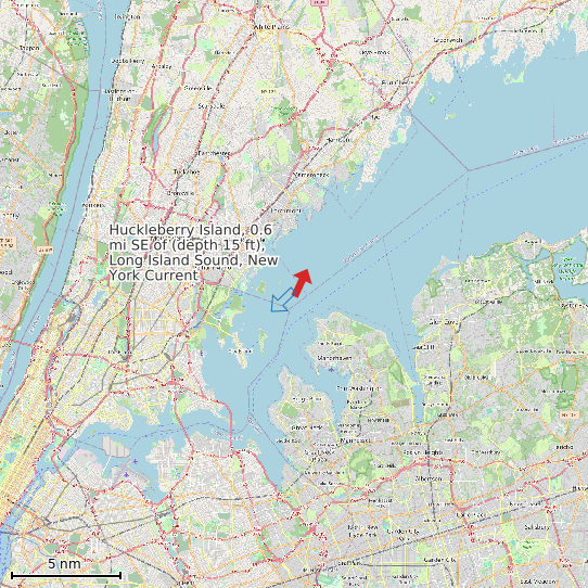 Map of Huckleberry Island, 0.6 mi SE of (depth 15 ft), Long Island Sound, New York Current Prediction Station