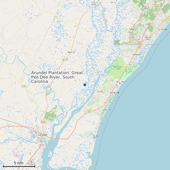 Map of Arundel Plantation, Great Pee Dee River, South Carolina Tide Prediction Station