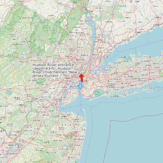 Map of Hudson River entrance (depth 43 ft), Hudson River (midchannel), New Jersey Current Prediction Station