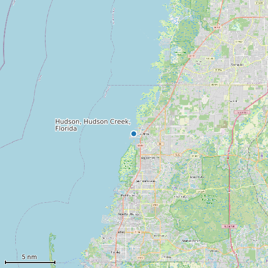 Map of Hudson, Hudson Creek, Florida Tide Prediction Station