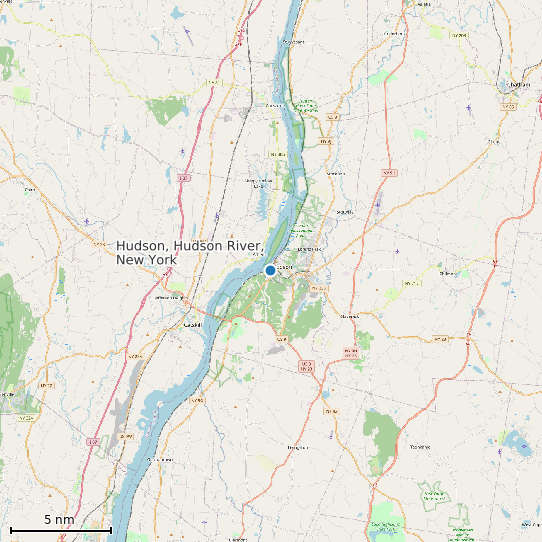 Map of Hudson, Hudson River, New York Tide Prediction Station
