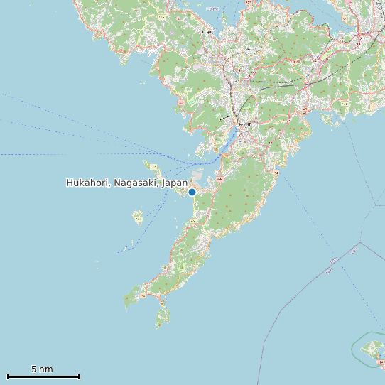 Map of Hukahori, Nagasaki, Japan Tide Prediction Station