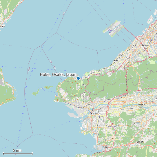Map of Huke, Osaka, Japan Tide Prediction Station