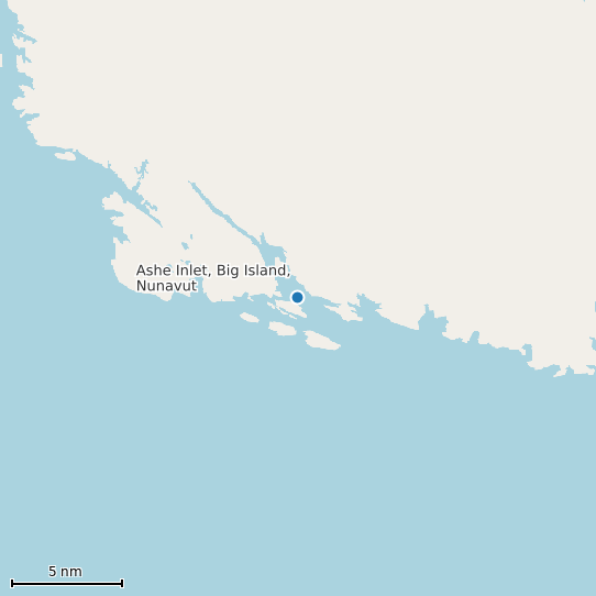 Map of Ashe Inlet, Big Island, Nunavut Tide Prediction Station