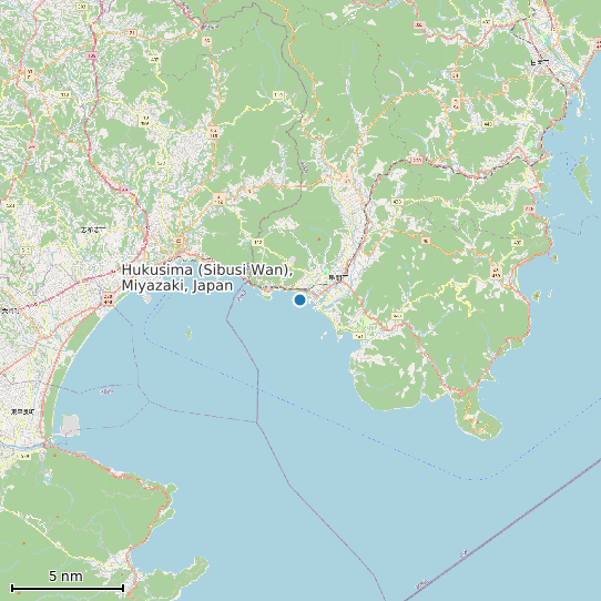 Map of Hukusima (Sibusi Wan), Miyazaki, Japan Tide Prediction Station