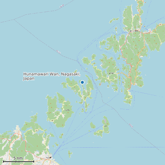Map of Hunamawari Wan, Nagasaki, Japan Tide Prediction Station