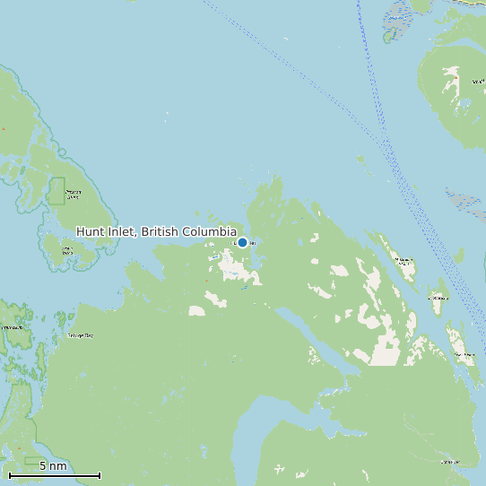 Map of Hunt Inlet, British Columbia Tide Prediction Station
