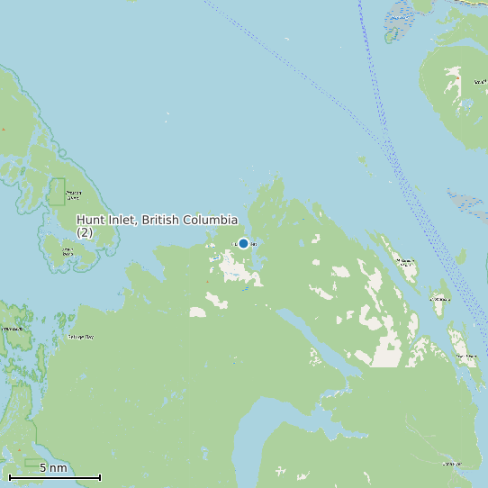 Map of Hunt Inlet, British Columbia (2) Tide Prediction Station
