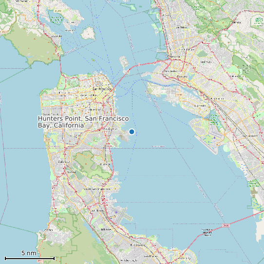 Map of Hunters Point, San Francisco Bay, California Tide Prediction Station
