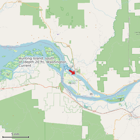 Map of Hunting Island, south of (depth 20 ft), Washington Current Prediction Station