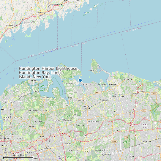 Map of Huntington Harbor Lighthouse, Huntington Bay, Long Island, New York Tide Prediction Station