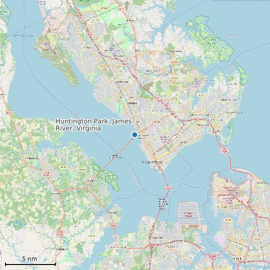 Map of Huntington Park, James River, Virginia Tide Prediction Station