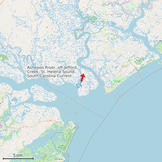 Map of Ashepoo River, off Jefford Creek, St. Helena Sound, South Carolina Current Prediction Station