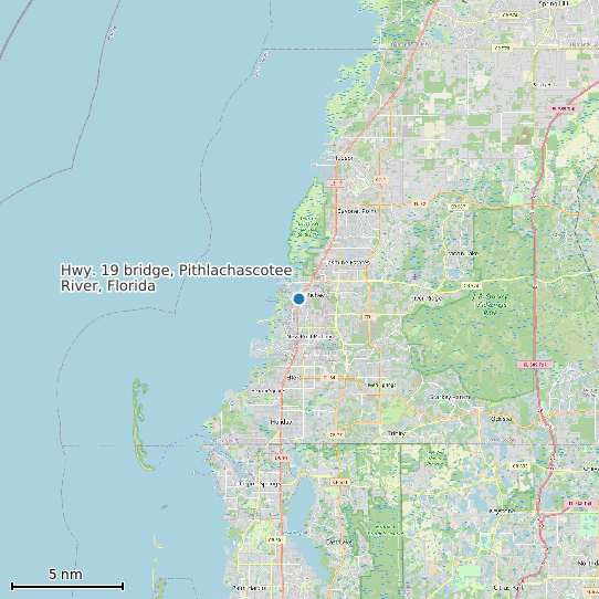Map of Hwy. 19 bridge, Pithlachascotee River, Florida Tide Prediction Station