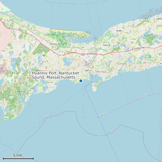 Map of Hyannis Port, Nantucket Sound, Massachusetts Tide Prediction Station