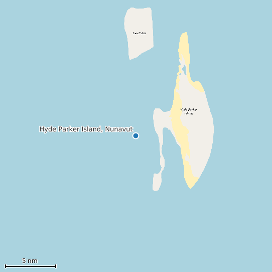 Map of Hyde Parker Island, Nunavut Tide Prediction Station