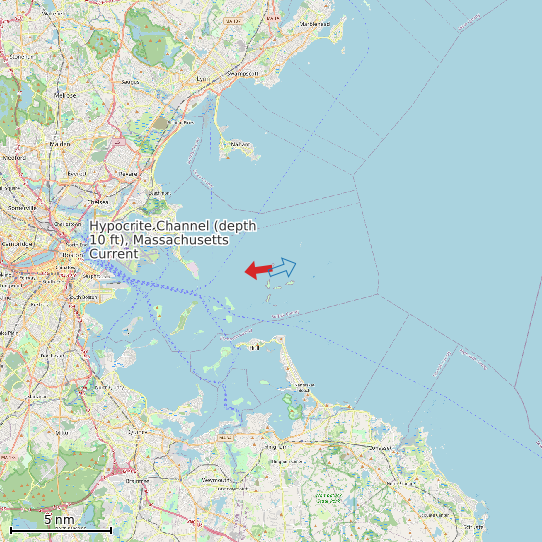 Map of Hypocrite Channel (depth 10 ft), Massachusetts Current Prediction Station