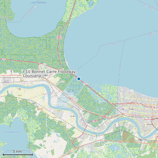 Map of I-10 Bonnet Carre Floodway, Louisiana Tide Prediction Station