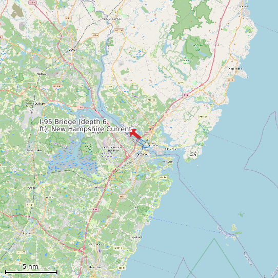 Map of I-95 Bridge (depth 6 ft), New Hampshire Current Prediction Station