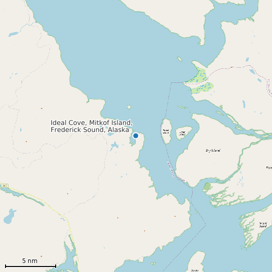 Map of Ideal Cove, Mitkof Island, Frederick Sound, Alaska Tide Prediction Station