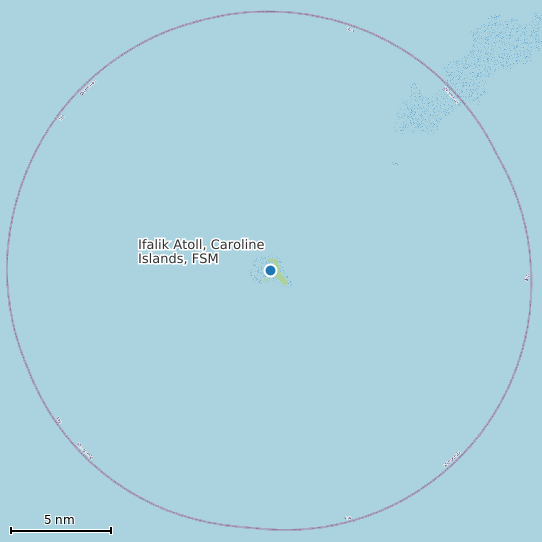 Map of Ifalik Atoll, Caroline Islands, FSM Tide Prediction Station