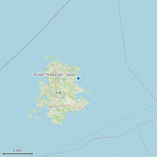 Map of Asibe, Nagasaki, Japan Tide Prediction Station
