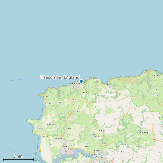Map of Ilfracombe, England Tide Prediction Station