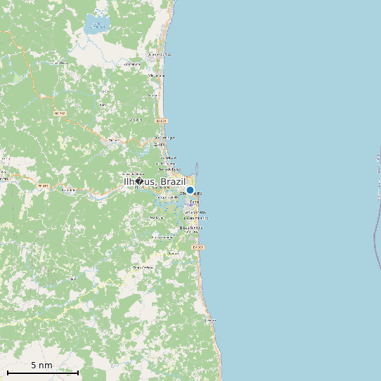 Map of Ilh�us, Brazil Tide Prediction Station