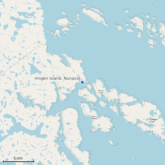 Map of Imigen Island, Nunavut Tide Prediction Station
