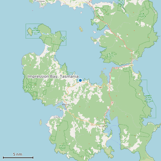 Map of Impression Bay, Tasmania Tide Prediction Station