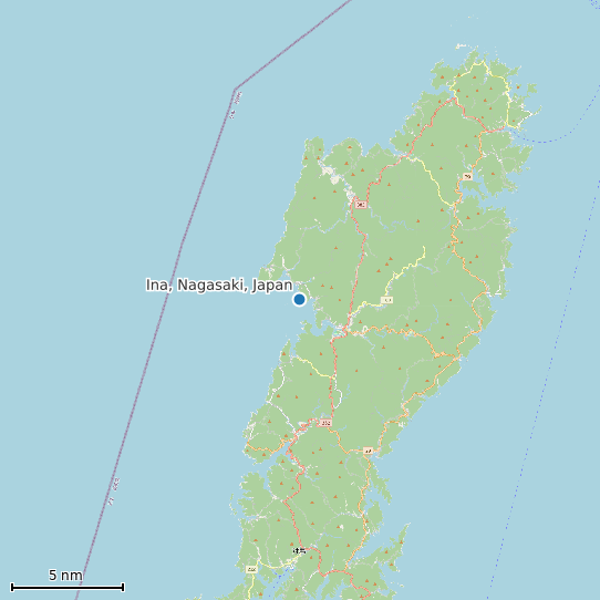 Map of Ina, Nagasaki, Japan Tide Prediction Station