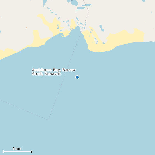 Map of Assistance Bay, Barrow Strait, Nunavut Tide Prediction Station