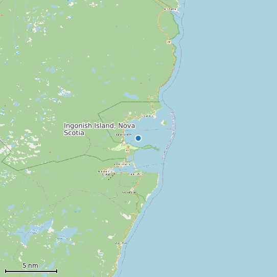 Map of Ingonish Island, Nova Scotia Tide Prediction Station