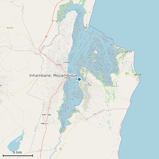 Map of Inhambane, Mozambique Tide Prediction Station