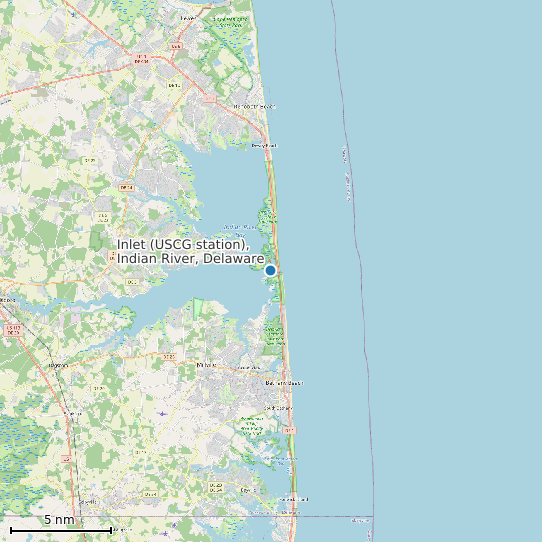 Map of Inlet (USCG station), Indian River, Delaware Tide Prediction Station
