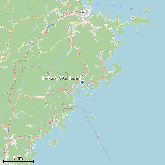 Map of Inokusi, Oita, Japan Tide Prediction Station