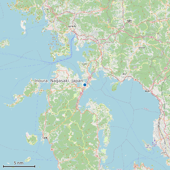 Map of Inoura, Nagasaki, Japan Tide Prediction Station