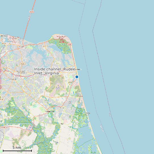 Map of Inside channel, Rudee Inlet, Virginia Tide Prediction Station