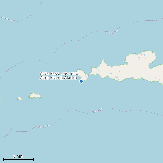 Map of Atka Pass, east end, Atka Island, Alaska Tide Prediction Station