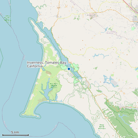 Map of Inverness, Tomales Bay, California Tide Prediction Station