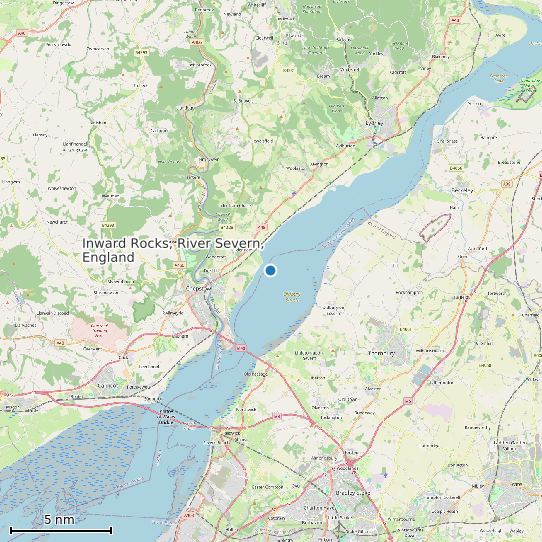 Map of Inward Rocks, River Severn, England Tide Prediction Station
