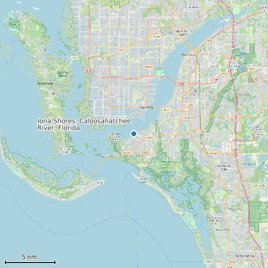 Map of Iona Shores, Caloosahatchee River, Florida Tide Prediction Station
