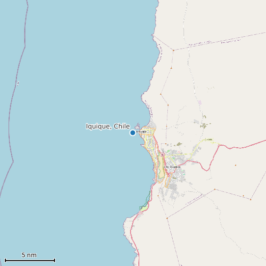 Map of Iquique, Chile Tide Prediction Station